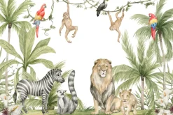 Fototapeta: Zwierzątka w dżungli tropikalne drzewa krajobraz