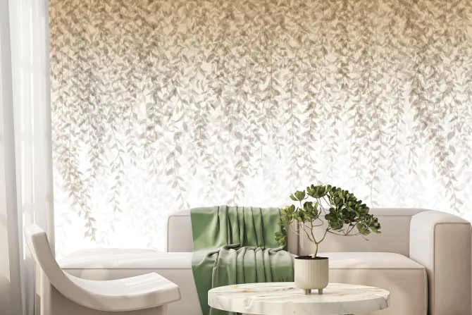 Fototapeta: Zwisające brązowe pnącza z liśćmi