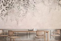 Fototapeta: Zwisające liście na tle marmurowej ściany