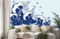 Naklejka: 海 毛筆 水色