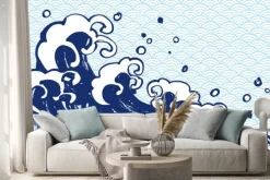 Naklejka: 海 毛筆 水色