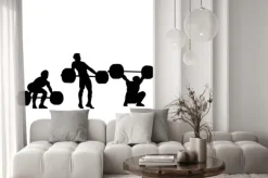 Naklejka: Поднятие штанги, выполнение рывка в трех фазах: тяга, подрыв