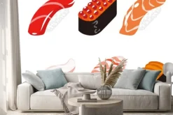 Naklejka: 寿司 六 貫 白 バ ッ ク セ ッ ト - sushi sześć obiektów zestaw