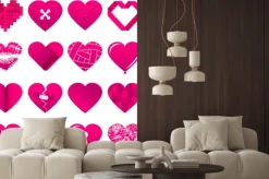 Naklejka: 16 abstrakt pink hearts