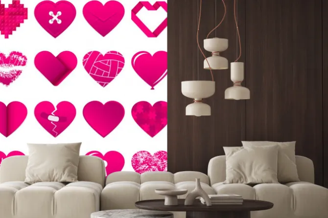 Naklejka: 16 abstrakt pink hearts