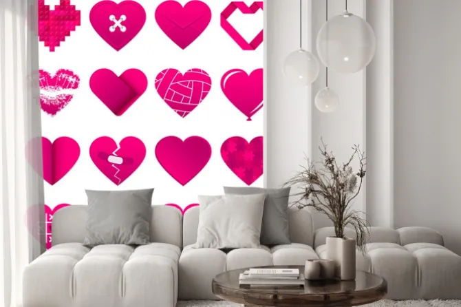 Naklejka: 16 abstrakt pink hearts
