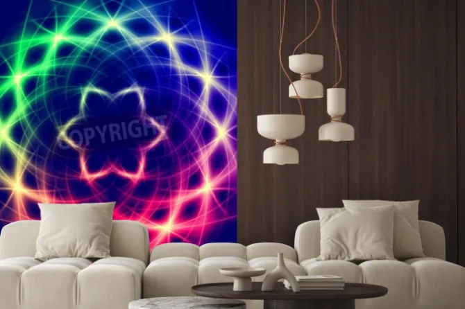 Naklejka: ? cych abstrakcyjny retro kolorowy kwiat mistyczny