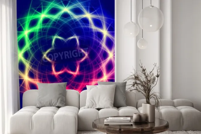 Naklejka: ? cych abstrakcyjny retro kolorowy kwiat mistyczny