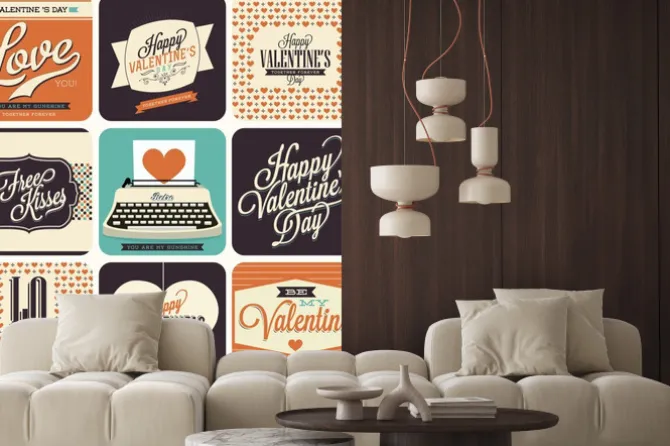 Naklejka: 9 karta valentine stylu vintage