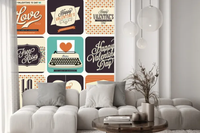 Naklejka: 9 karta valentine stylu vintage