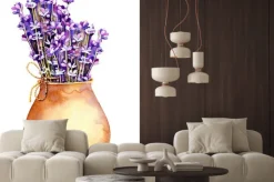 Naklejka: A bouquet of lavender flowers, twigs tied with twine, a rope