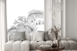 Naklejka: A composition of tropical plants, palm leaves