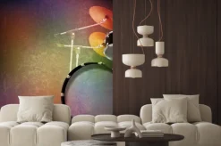 Naklejka: Abstract grunge background with drum kit