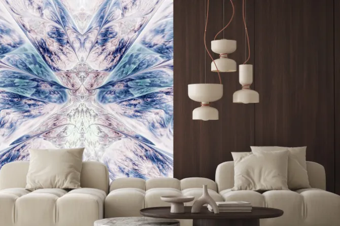 Naklejka: Abstract intricate symmetrical rose and blue ornament. fantastic