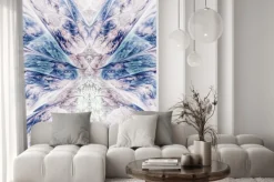 Naklejka: Abstract intricate symmetrical rose and blue ornament. fantastic