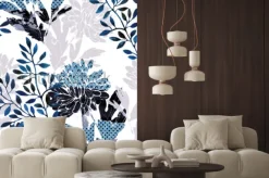 Naklejka: Abstract kwiatowy wzór. akwarela kwiaty, liście wypełnione minimalnymi