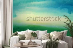 Naklejka: Abstract watercolor hand painted landscape background. textured