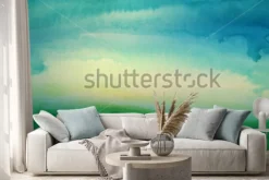 Naklejka: Abstract watercolor hand painted landscape background. textured