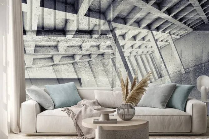 Naklejka: Abstract wnętrze z pustym pokoju i betonu