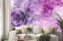 Naklejka: Abstrakcjonistyczny tło z różami i grunge pluśnięcia elementami