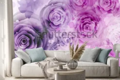 Naklejka: Abstrakcjonistyczny tło z różami i grunge pluśnięcia elementami