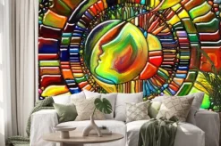 Naklejka: Abstrakcyjna kompozycja z twarzą