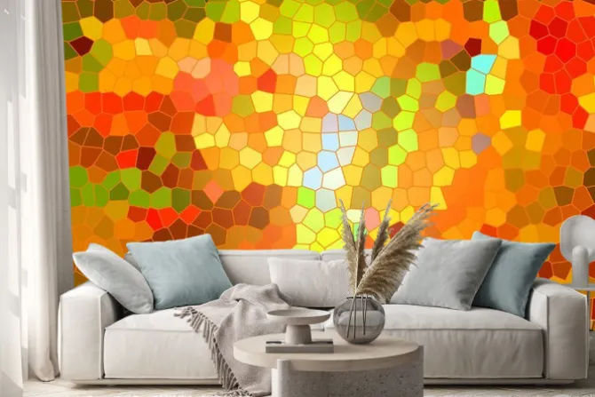 Naklejka: Abstrakcyjna mozaika w ciepłych kolorach