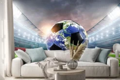 Naklejka: Abstrakcyjna piłka nożna z planetą ziemią