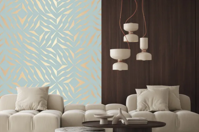 Naklejka: Abstrakcyjna siatka w kolorze miedzi na niebieskim tle