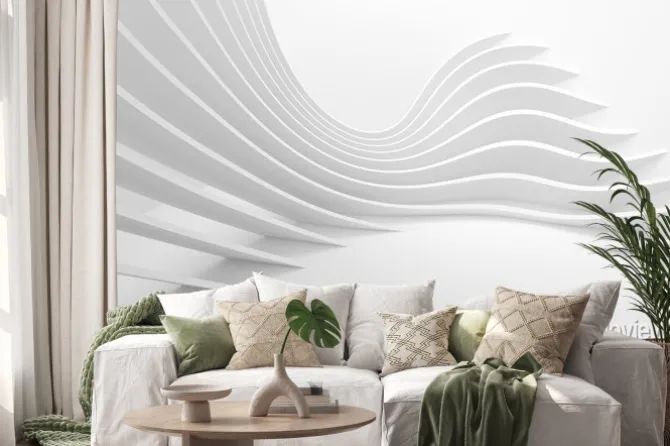 Naklejka: Abstrakcyjne białe wnętrze architektoniczne