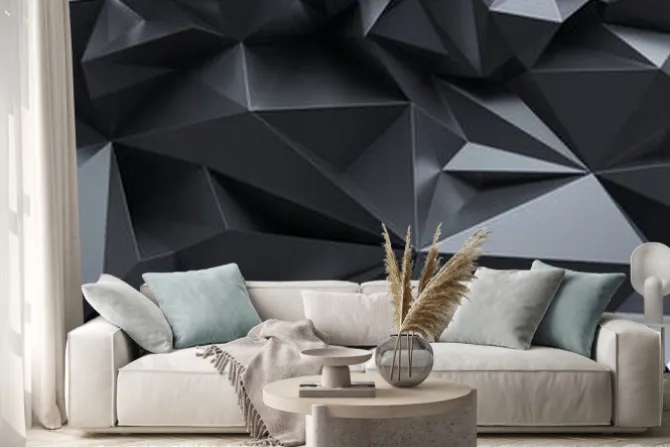 Naklejka: Abstrakcyjne czarne kryształy 3d