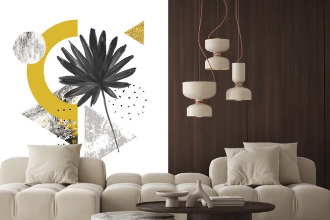 Naklejka: Abstrakcyjne kształty geometryczne lato, egzotyczny liść. trójkąty