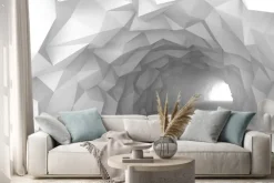 Naklejka: Abstrakcyjne wnętrze tunelu z geometrycznymi ścianami