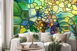 Naklejka: Abstrakcyjny kolorowy witraż