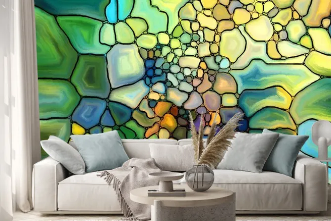 Naklejka: Abstrakcyjny kolorowy witraż