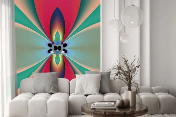 Naklejka: Abstrakcyjny kwiat w stylu psychodelicznym