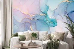 Naklejka: Abstrakcyjny marmur różowo niebieski