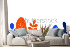 Naklejka: Abstrakcyjny wzór z tropikalnych liści. ręcznie rysować tekst.