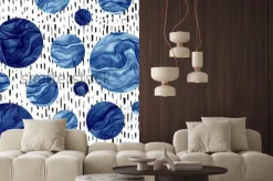 Naklejka: Abstrakcyjny wzór z granatowych kół