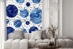 Naklejka: Abstrakcyjny wzór z granatowych kół