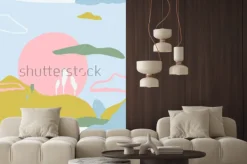 Naklejka: Abstrakta wzór z zmierzchem na góry. artystyczny współczesny