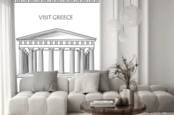 Naklejka: Acropolis in athens, greece. visit greece card. ornamental traditional
