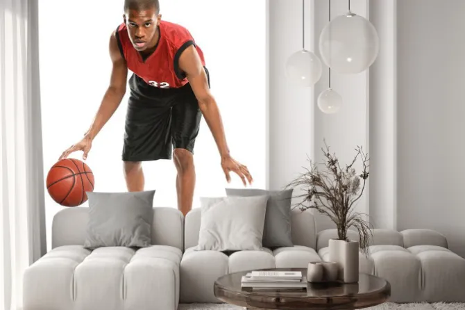 Naklejka: African american koszykarz