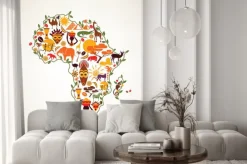 Naklejka: Afryka mapa podróże, decrative symbolem kontynentu afryki z eth