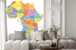 Naklejka: Afryka singiel stanowi mapę polityczną. każdy kraj posiada własny