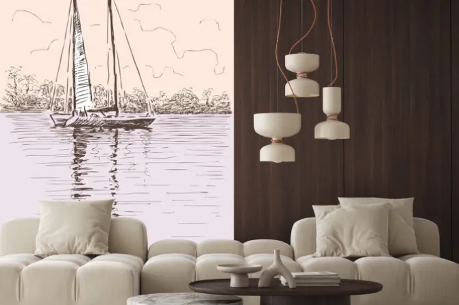 Naklejka: Żaglowiec na brzegu