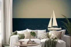 Naklejka: Żaglówka na morzu