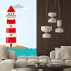 Naklejka: Żaglówka na morzu przodu lighthouse vector