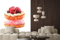 Naklejka: Сake z jagodami sporządzonych akwarela. zaprojektuj dla karty,