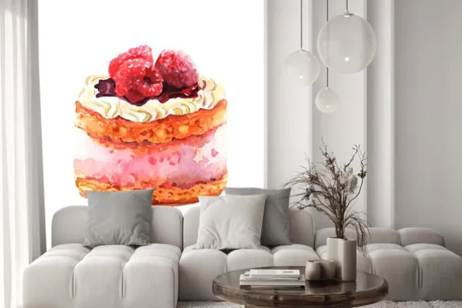 Naklejka: Сake z jagodami sporządzonych akwarela. zaprojektuj dla karty,